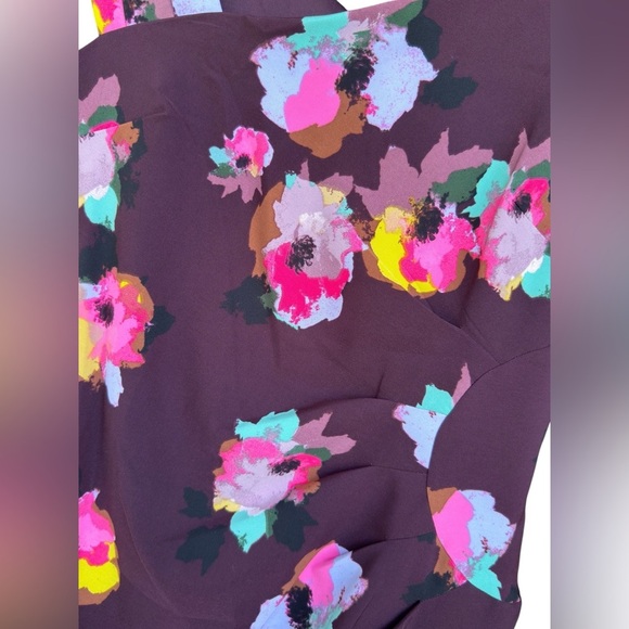 Laundry by Shelli Segal PURPLE FLORAL PLEATED CAREER SHEATH DRESS SIZE 14 - Picture 6 of 10